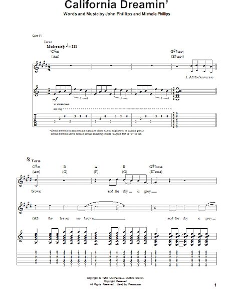 open zoom image for California Dreamin' - Guitar Tab Play-Along, New, Main