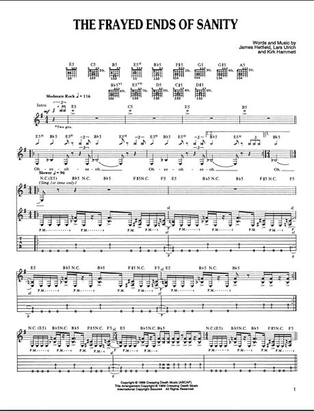 open zoom image for The Frayed Ends Of Sanity - Guitar TAB, New, Main