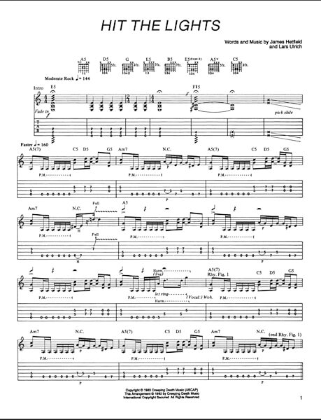 open zoom image for Hit The Lights - Guitar TAB, New, Main