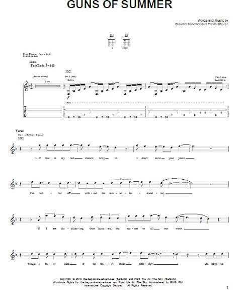 open zoom image for Guns Of Summer - Guitar TAB, New, Main