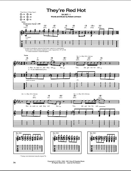 open zoom image for They're Red Hot - Guitar TAB, New, Main