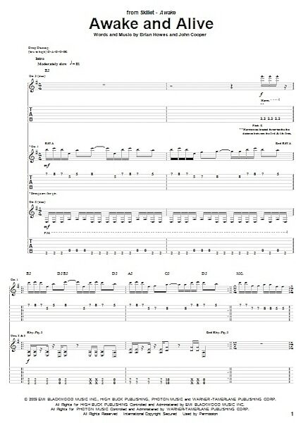 open zoom image for Awake And Alive - Guitar TAB, New, Main