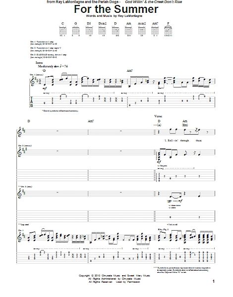 open zoom image for For The Summer - Guitar TAB, New, Main