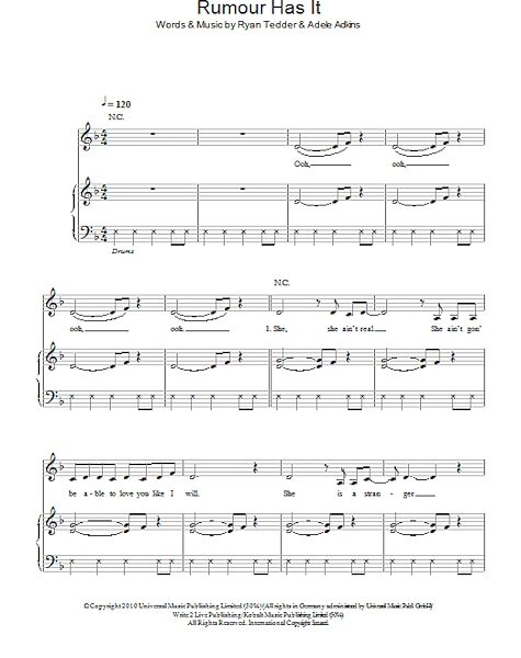 open zoom image for Rumour Has It - Piano/Vocal/Guitar, New, Main
