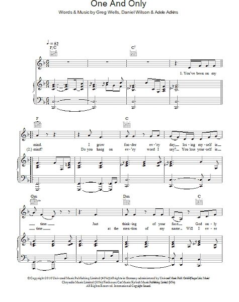 open zoom image for One And Only - Piano/Vocal/Guitar, New, Main