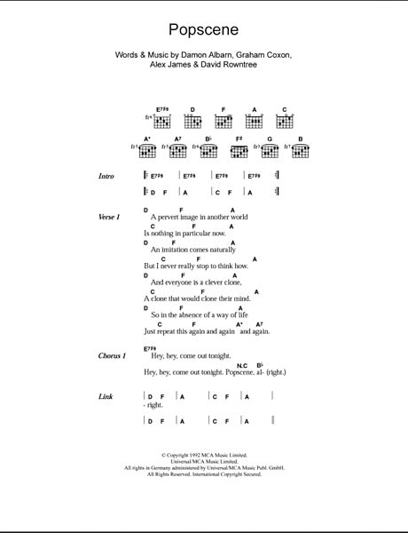 open zoom image for Popscene - Guitar Chords/Lyrics, New, Main