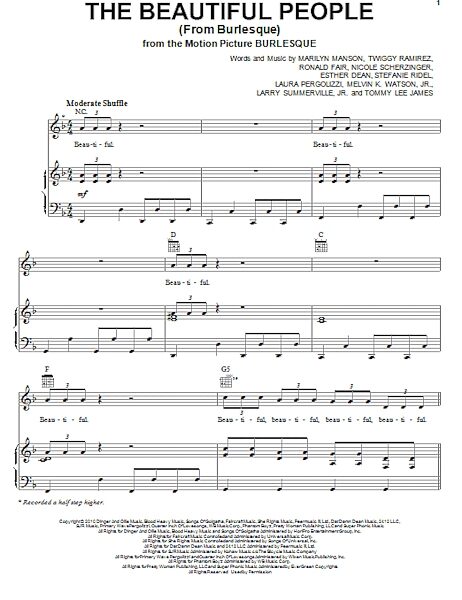 open zoom image for The Beautiful People (from Burlesque) - Piano/Vocal/Guitar, New, Main