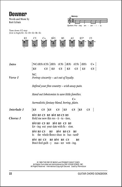 open zoom image for Downer - Guitar Chords/Lyrics, New, Main
