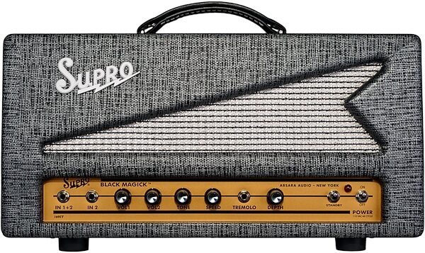 open zoom image for Supro Black Magick Tube Guitar Amplifier Head (25 Watts), New, Action Position Front