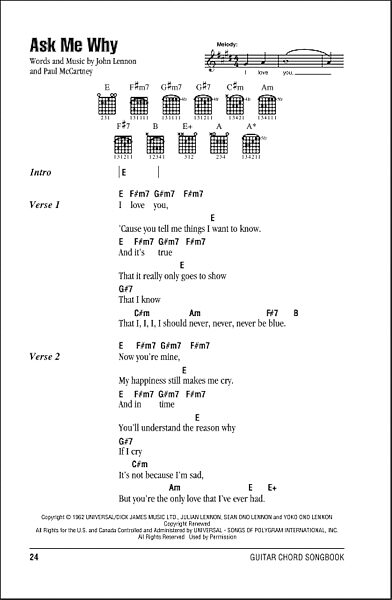 open zoom image for Ask Me Why - Guitar Chords/Lyrics, New, Main
