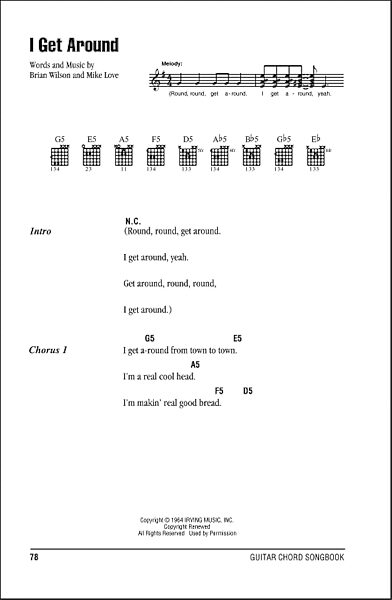 open zoom image for I Get Around - Guitar Chords/Lyrics, New, Main