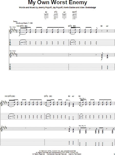 open zoom image for My Own Worst Enemy - Guitar TAB, New, Main