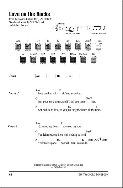 open zoom image for Love On The Rocks - Guitar Chords/Lyrics, New, Main