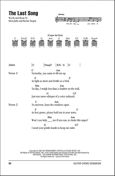 open zoom image for The Last Song - Guitar Chords/Lyrics, New, Main