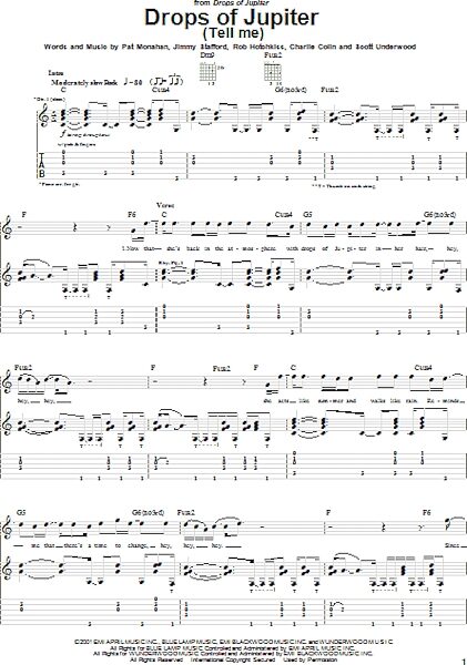 open zoom image for Drops Of Jupiter (Tell Me) - Guitar TAB, New, Main