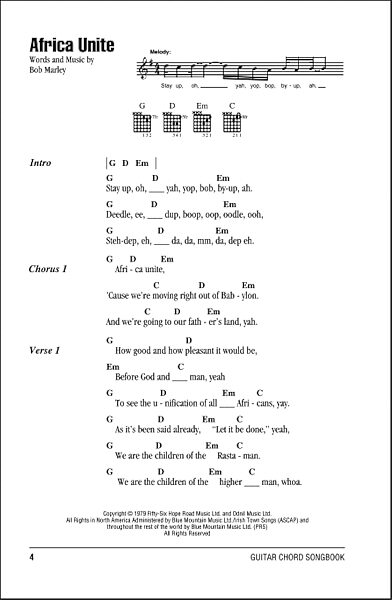 open zoom image for Africa Unite - Guitar Chords/Lyrics, New, Main