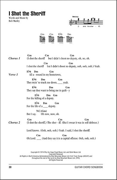 open zoom image for I Shot The Sheriff - Guitar Chords/Lyrics, New, Main