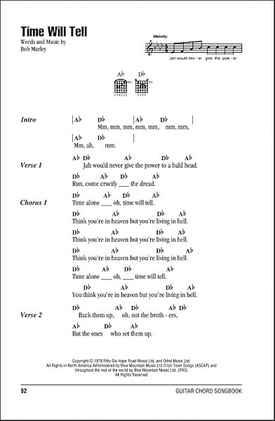 open zoom image for Time Will Tell - Guitar Chords/Lyrics, New, Main