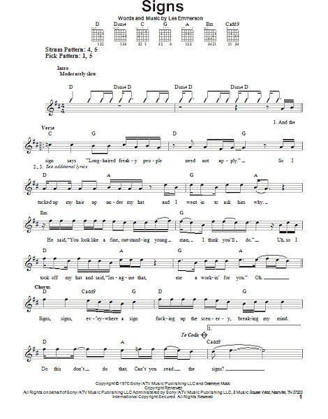 open zoom image for Signs - Easy Guitar, New, Main