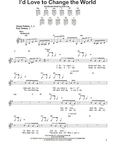 open zoom image for I'd Love To Change The World - Easy Guitar, New, Main