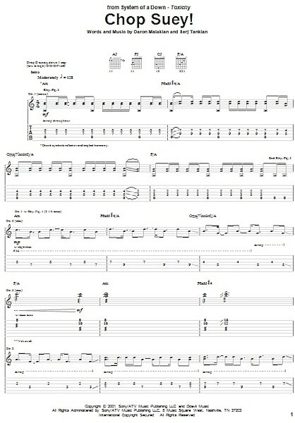 open zoom image for Chop Suey! - Guitar TAB, New, Main