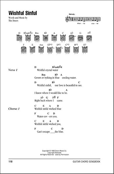 open zoom image for Wishful Sinful - Guitar Chords/Lyrics, New, Main