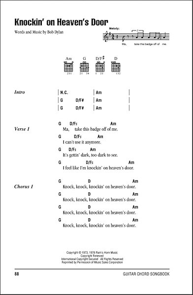 open zoom image for Knockin' On Heaven's Door - Guitar Chords/Lyrics, New, Main