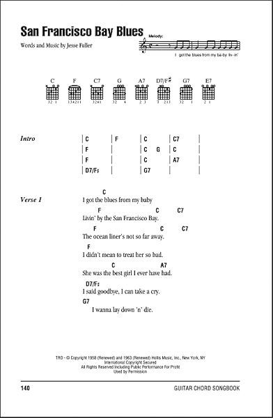 open zoom image for San Francisco Bay Blues - Guitar Chords/Lyrics, New, Main