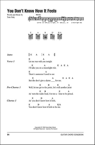 open zoom image for You Don't Know How It Feels - Guitar Chords/Lyrics, New, Main