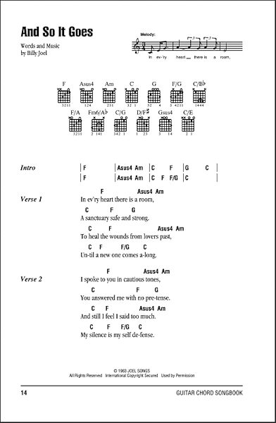 open zoom image for And So It Goes - Guitar Chords/Lyrics, New, Main