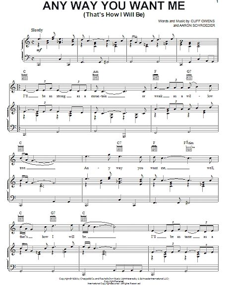 open zoom image for Any Way You Want Me - Piano/Vocal/Guitar, New, Main