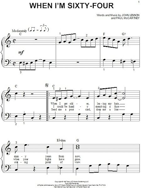 open zoom image for When I'm Sixty-Four - Big Note Piano, New, Main