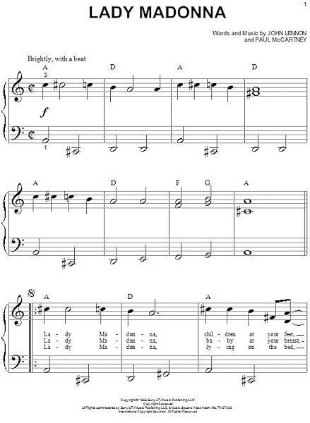 open zoom image for Lady Madonna - Big Note Piano, New, Main