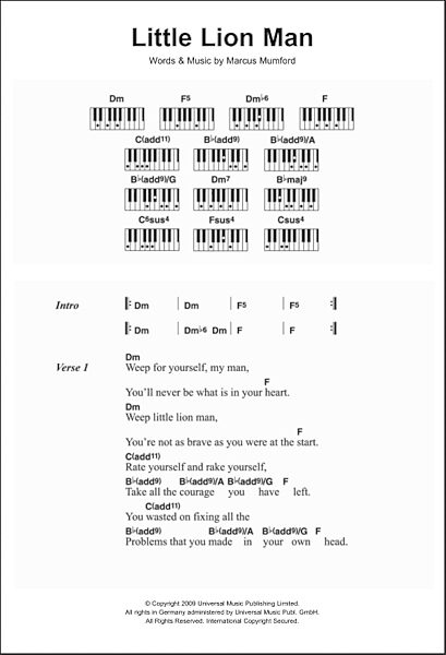 open zoom image for Little Lion Man - Piano Chords/Lyrics, New, Main
