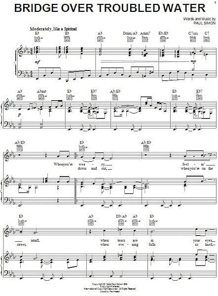 open zoom image for Bridge Over Troubled Water - Piano/Vocal/Guitar, New, Main