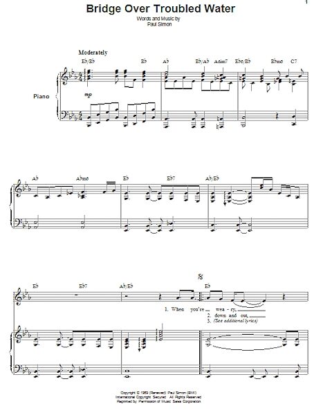 open zoom image for Bridge Over Troubled Water - Piano Vocal, New, Main