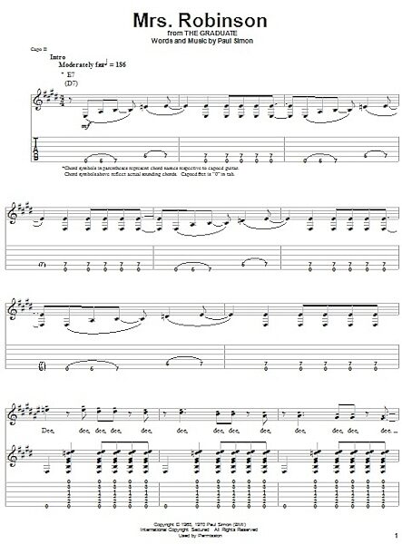 open zoom image for Mrs. Robinson - Guitar Tab Play-Along, New, Main
