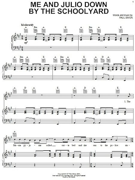 open zoom image for Me And Julio Down By The Schoolyard - Piano/Vocal/Guitar, New, Main