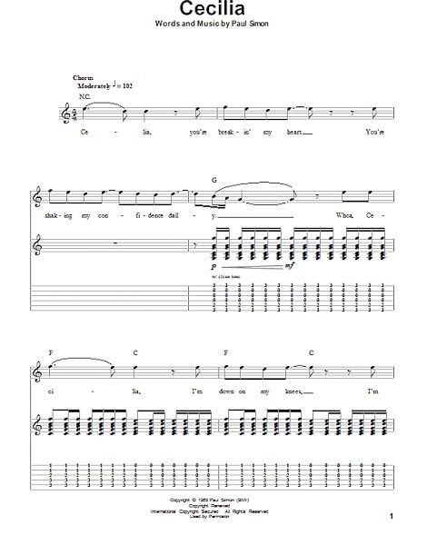 open zoom image for Cecilia - Guitar Tab Play-Along, New, Main