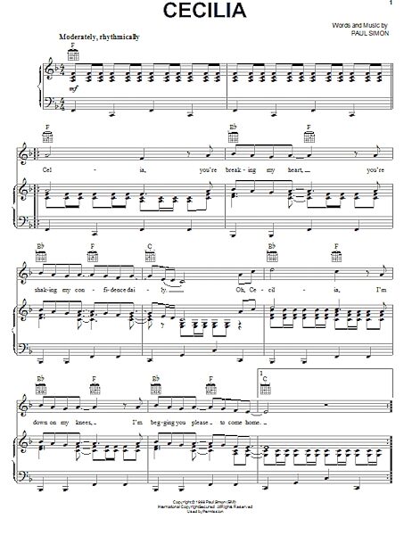open zoom image for Cecilia - Piano/Vocal/Guitar, New, Main