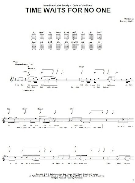 open zoom image for Time Waits For No One - Guitar TAB, New, Main