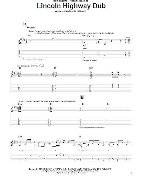 open zoom image for Lincoln Highway Dub - Guitar TAB, New, Main