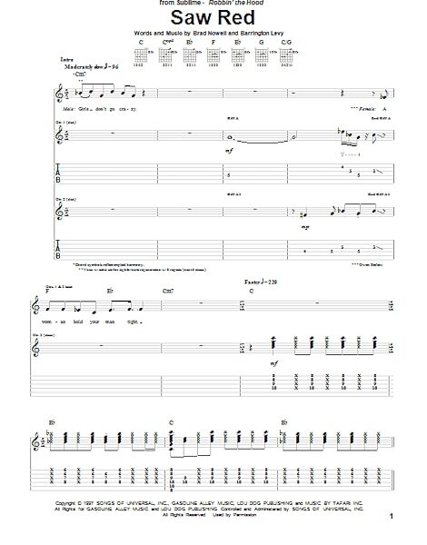 open zoom image for Saw Red - Guitar TAB, New, Main