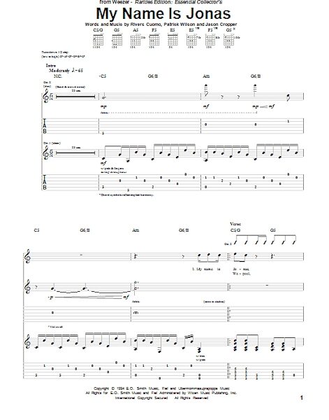 open zoom image for My Name Is Jonas - Guitar TAB, New, Main