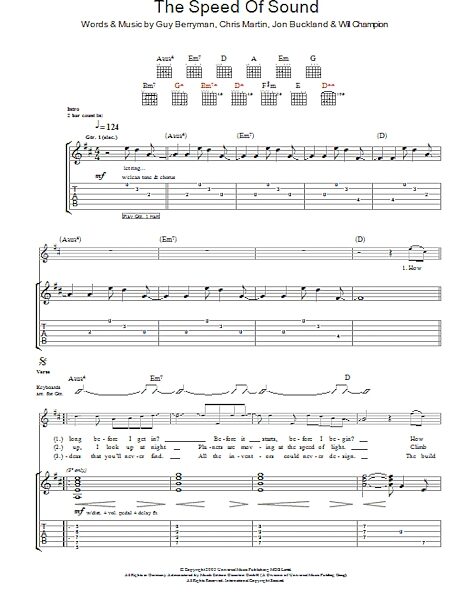 open zoom image for Speed Of Sound - Guitar TAB, New, Main