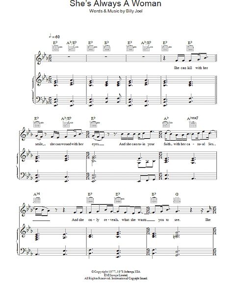 open zoom image for She's Always A Woman - Piano/Vocal/Guitar, New, Main