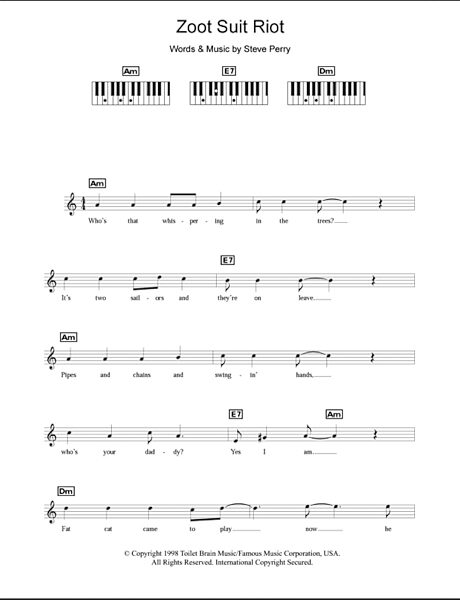 open zoom image for Zoot Suit Riot - Piano Chords/Lyrics, New, Main