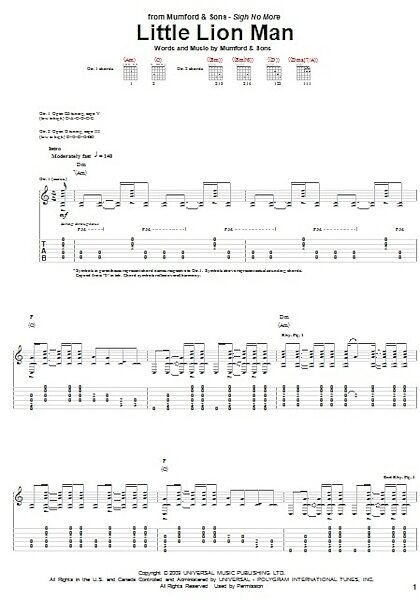 open zoom image for Little Lion Man - Guitar TAB, New, Main