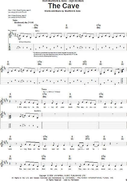 open zoom image for The Cave - Guitar TAB, New, Main