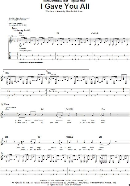 open zoom image for I Gave You All - Guitar TAB, New, Main